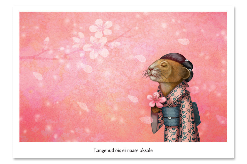 LUCKY LAIKA ポストカード "A fallen blossom never returns to the branch"