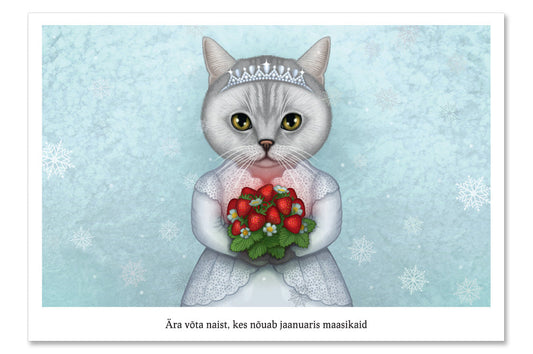 LUCKY LAIKA ポストカード "Don't marry a girl who wants strawberries in January"